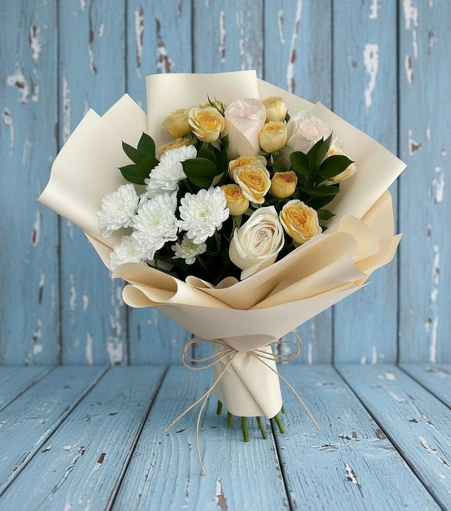 Букет цветов из: Розы и Хризантемы в Осе