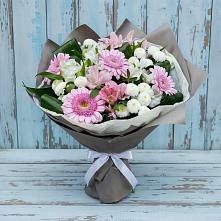 Букет цветов из:  Герберы, Альстромерии и Хризантемы в Осе