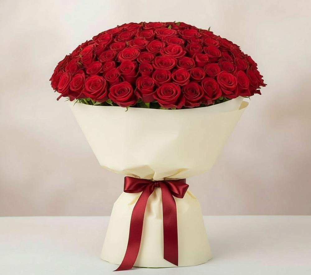 Букет 101 Красная роза Милано в Осе