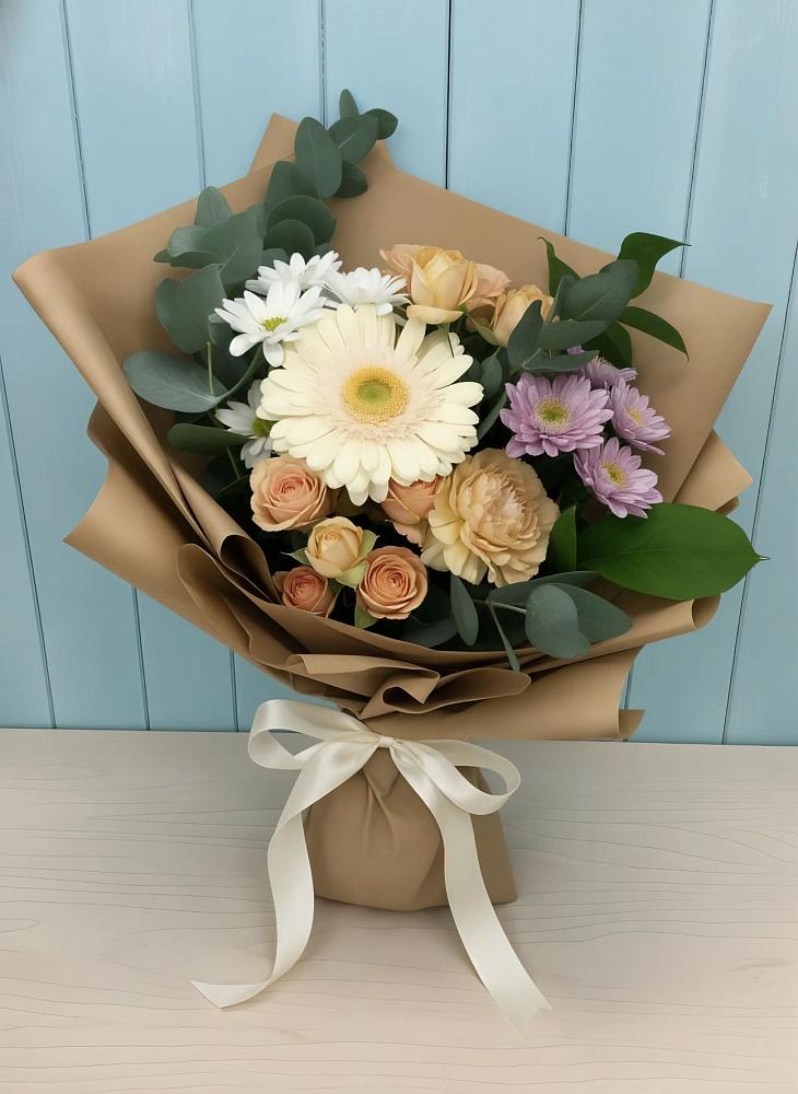 Букет цветов из: Герберы и Хризантемы в Осе