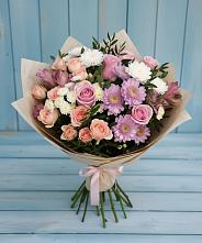 Букет цветов из:  Хризантемы, Розы и Альстромерии в Осе