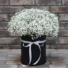 Цветочная композиция из Гипсофила в шляпной коробке в Осе